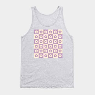 Lilac Vintage Flower Checkers Tank Top